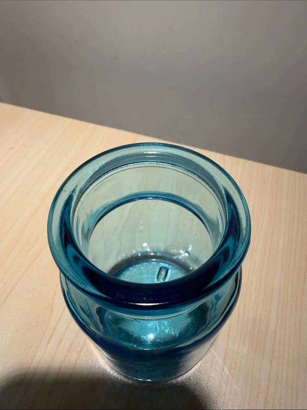 Blue Made in Belgium Glass Apothecary Jar with Bubble Top 5 in tall & 3 in wid